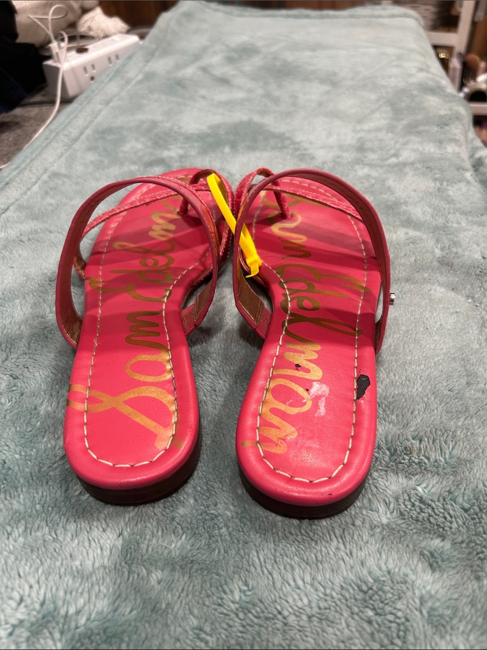 Sam Edelman Pink Croc-Embossed Slide Sandals - Picture 5 of 9